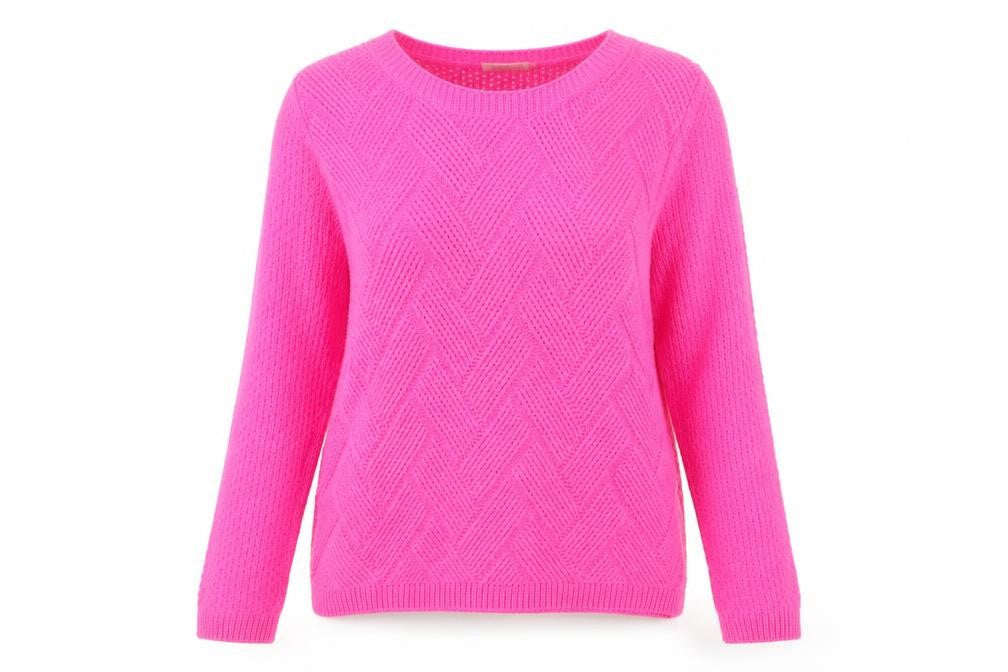 Bassini Womens Pink Boat Neck  Acrylic Pullover Jumper Size L