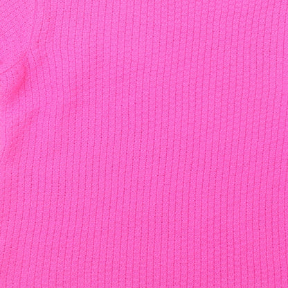 Bassini Womens Pink Boat Neck  Acrylic Pullover Jumper Size L