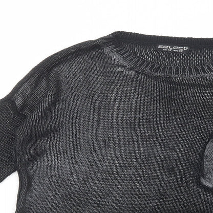Select Womens Grey Crew Neck  Acrylic Pullover Jumper Size 12