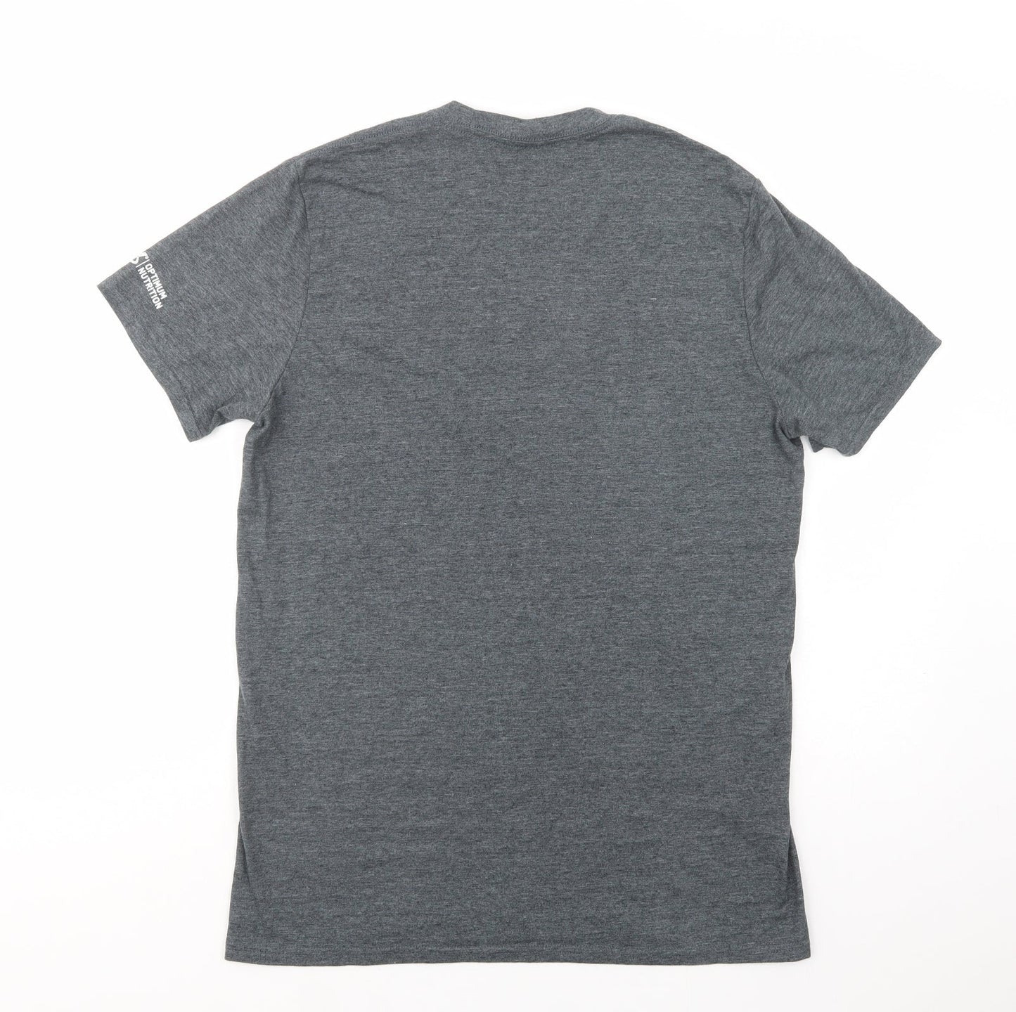 Gildan Mens Grey  Polyester  T-Shirt Size L Crew Neck