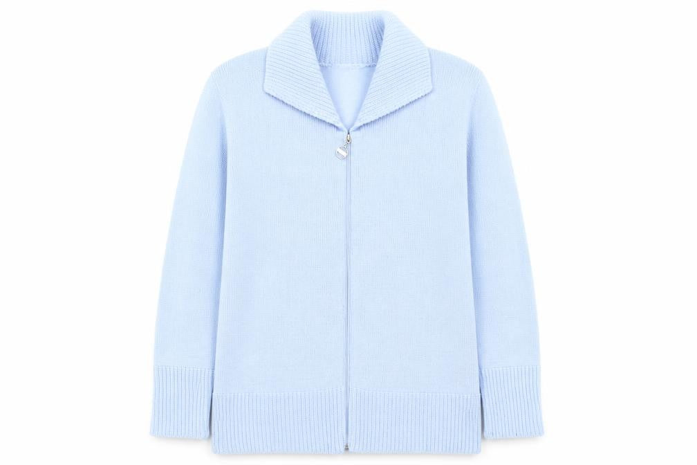 First Catch Womens Blue Collared  Acrylic Full Zip Jumper Size L