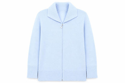 First Catch Womens Blue Collared  Acrylic Full Zip Jumper Size L