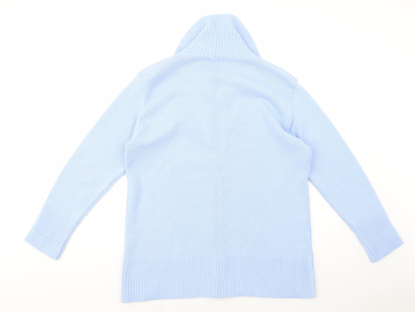 First Catch Womens Blue Collared  Acrylic Full Zip Jumper Size L