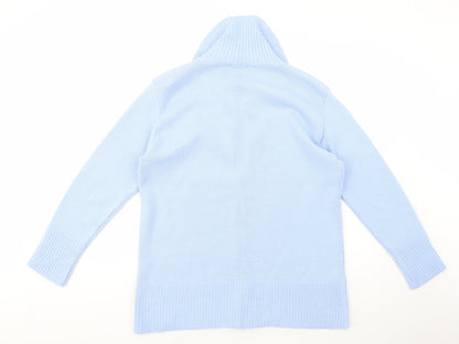 First Catch Womens Blue Collared  Acrylic Full Zip Jumper Size L
