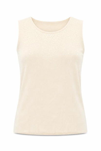 Papillon Rouge Womens Beige  Viscose Basic Blouse Size L Scoop Neck