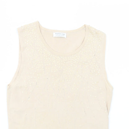Papillon Rouge Womens Beige  Viscose Basic Blouse Size L Scoop Neck