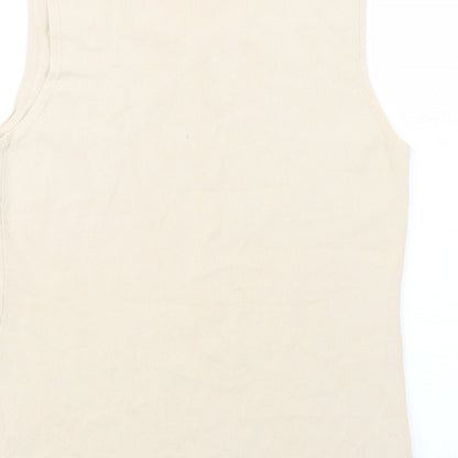 Papillon Rouge Womens Beige  Viscose Basic Blouse Size L Scoop Neck