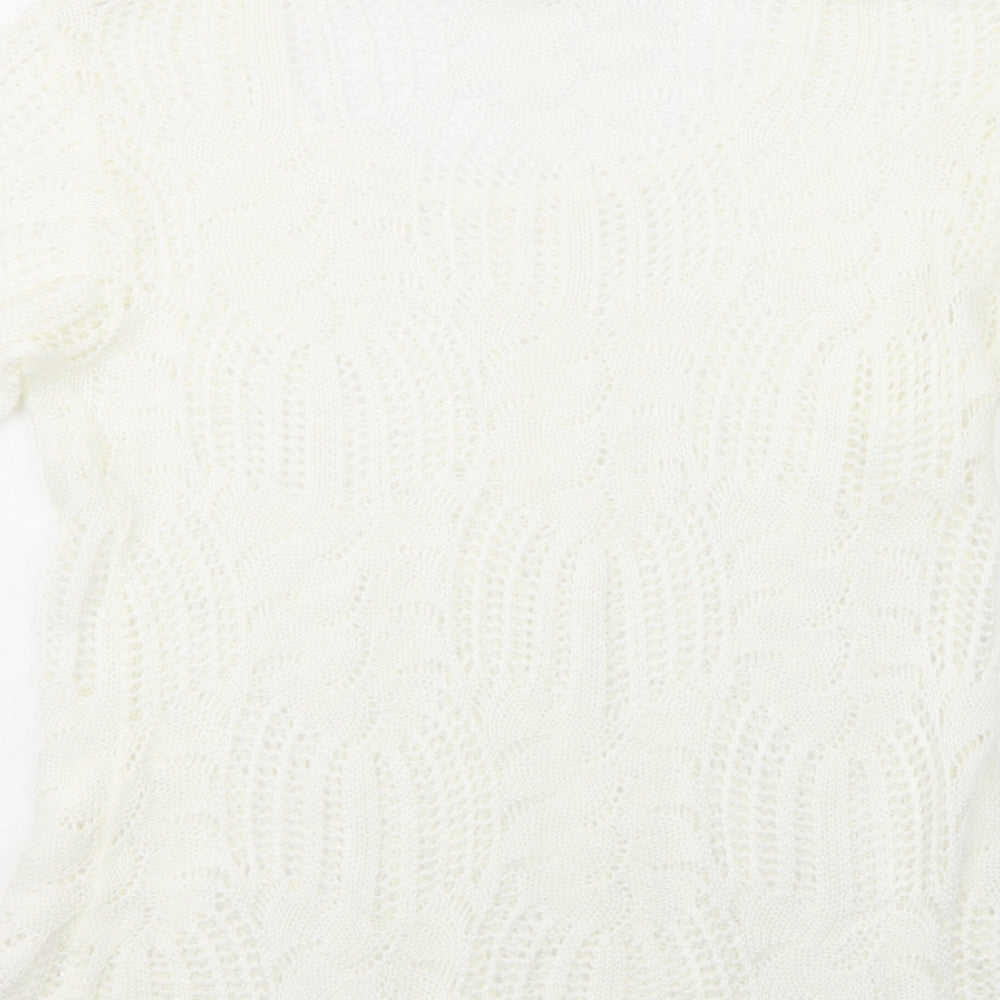 Envy Womens White Scoop Neck  Acrylic Pullover Jumper Size L