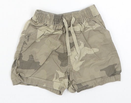 Cherokee Boys Green Camouflage Cotton Cargo Trousers Size 9-12 Months  Drawstring - Shors