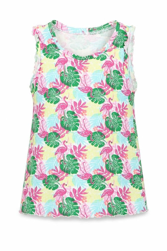 Matalan Girls Multicoloured Geometric Cotton Basic Tank Size 3-4 Years Crew Neck Pullover - Flamingo Prints