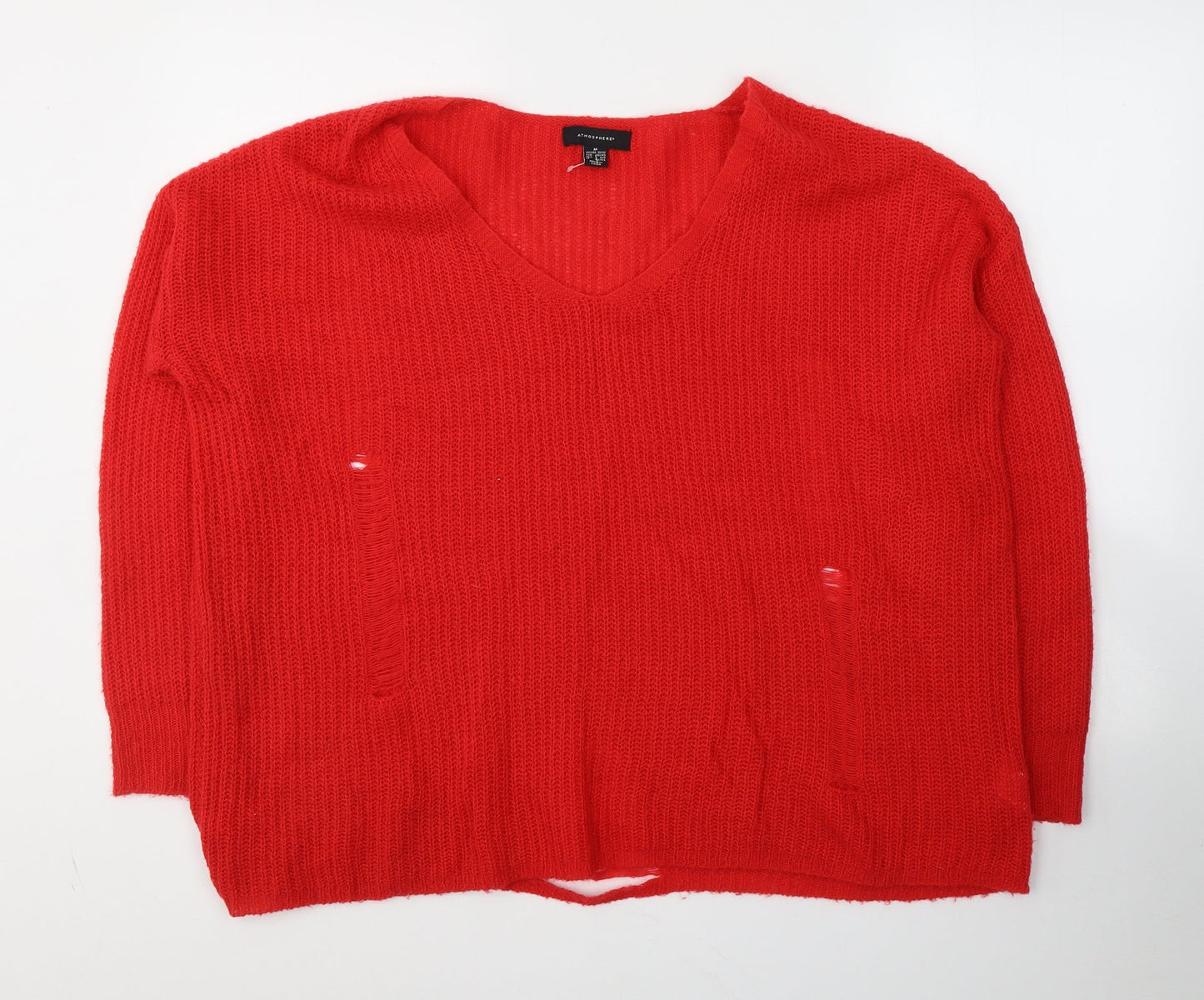 Atmosphere Womens Red Round Neck  Acrylic Pullover Jumper Size 10