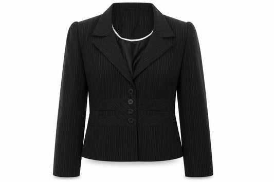 Dorothy Perkins Womens Black Striped Polyester Jacket Suit Jacket Size 12