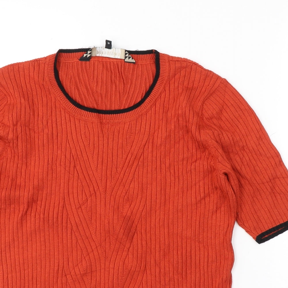 Debenhams Womens Orange  Polyester Jersey T-Shirt Size 12 Round Neck