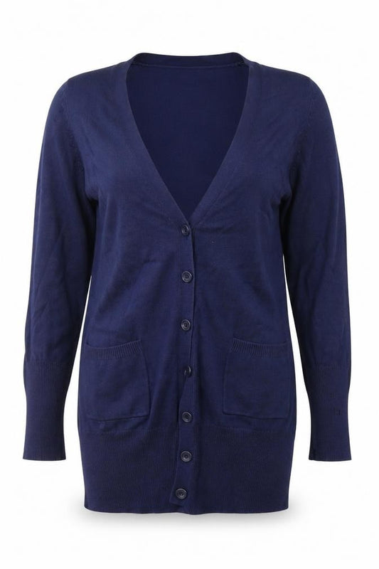 H&M Womens Blue  Acrylic Jersey Button-Up Size M V-Neck