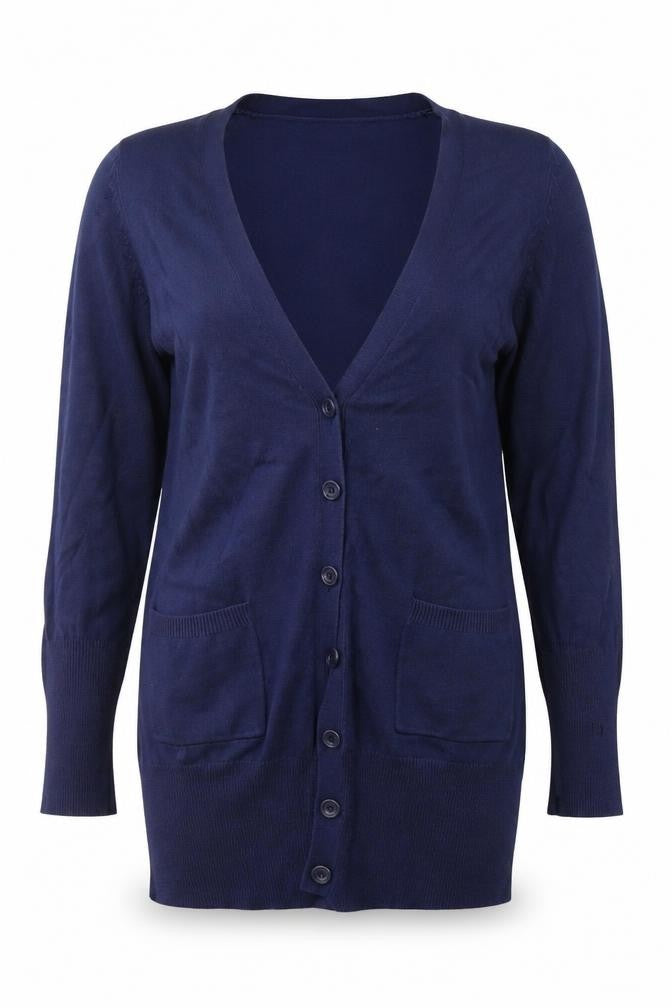 H&M Womens Blue  Acrylic Jersey Button-Up Size M V-Neck