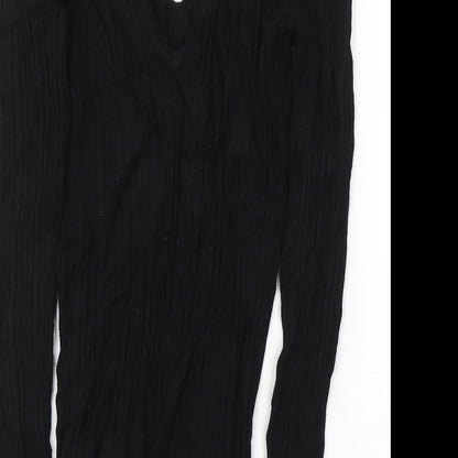 Miss Selfridge Womens Black  Viscose Basic Blouse Size 6 V-Neck