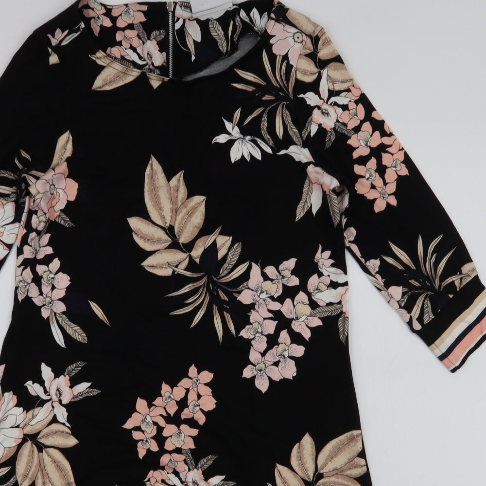 Wallis Womens Multicoloured Floral Viscose A-Line  Size 10  Round Neck Zip