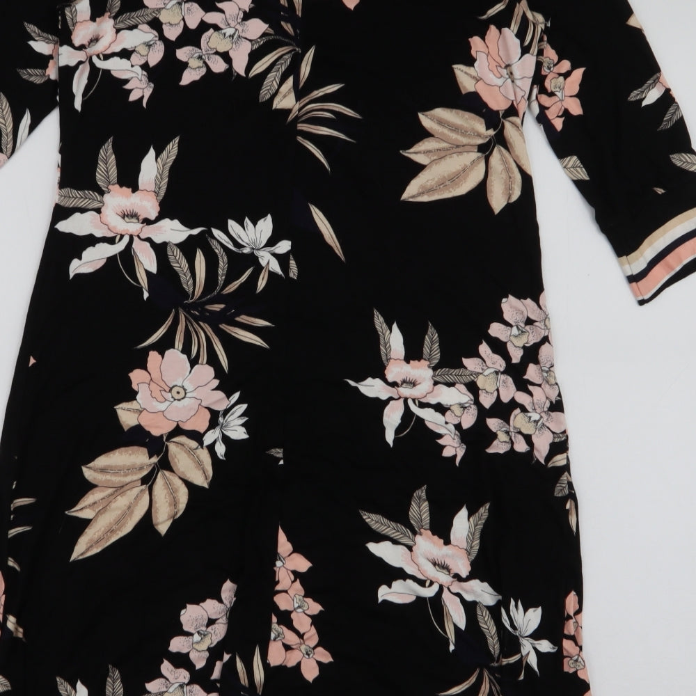 Wallis Womens Multicoloured Floral Viscose A-Line  Size 10  Round Neck Zip