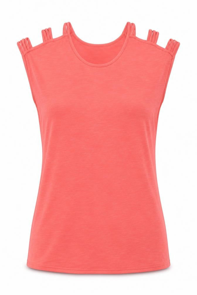 Papaya Womens Pink  Polyester Jersey Blouse Size S Round Neck
