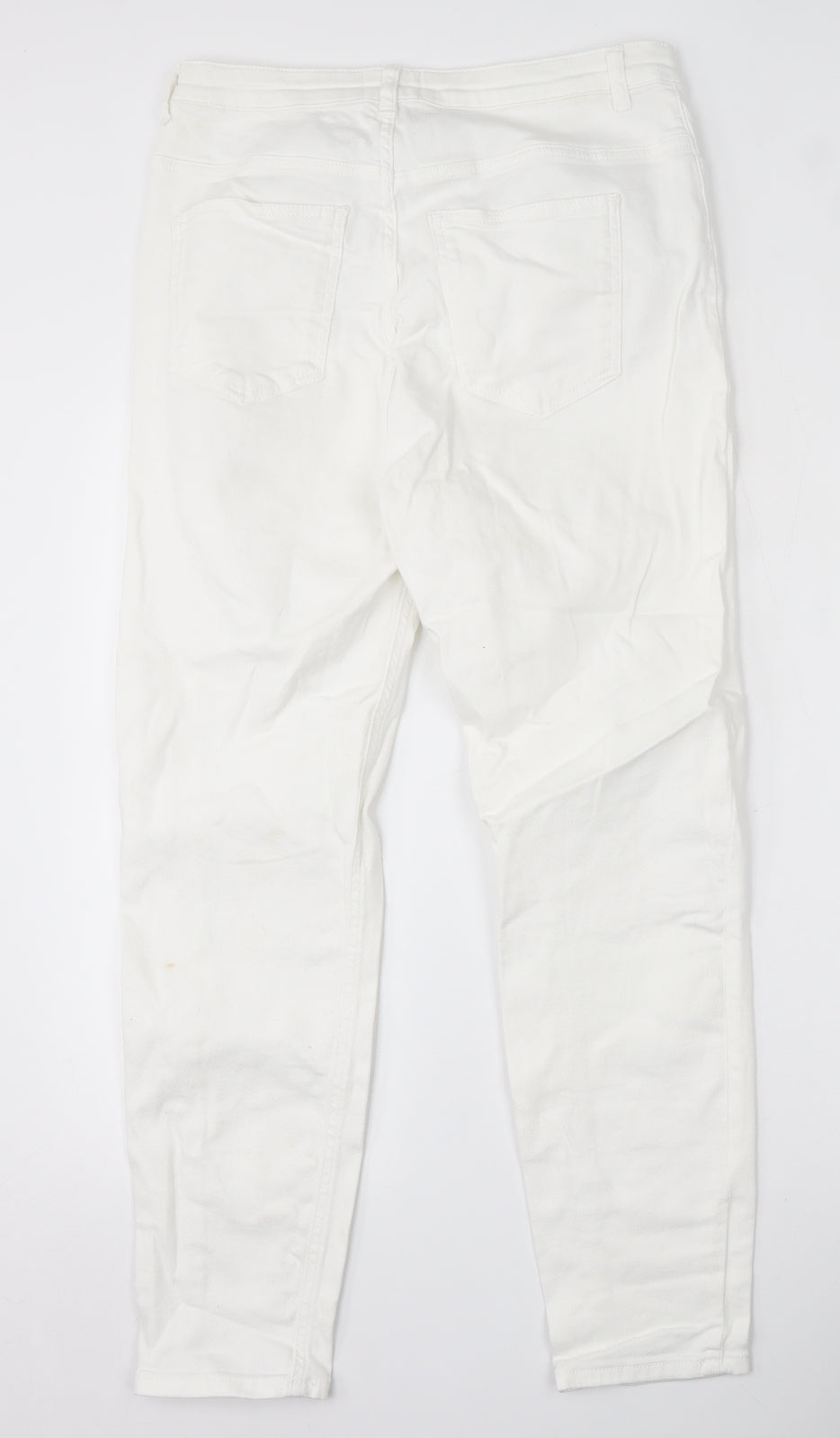 Savida Womens White  Cotton Skinny Jeans Size 14 L28 in Slim Zip