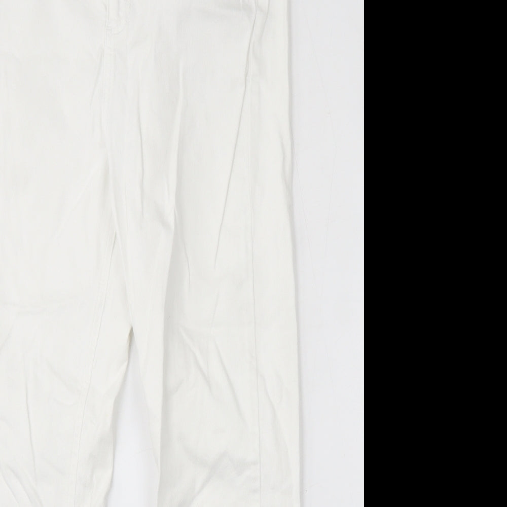 Savida Womens White  Cotton Skinny Jeans Size 14 L28 in Slim Zip