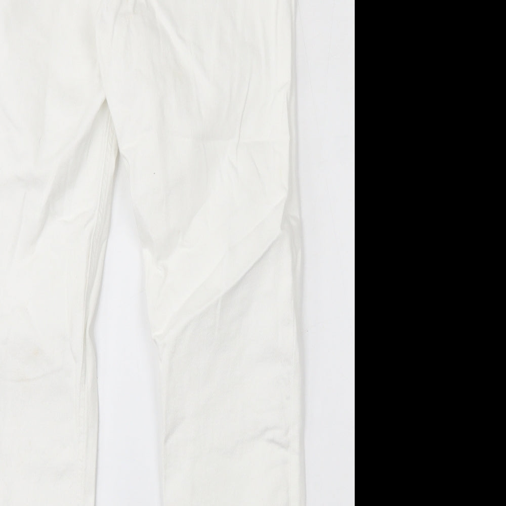 Savida Womens White  Cotton Skinny Jeans Size 14 L28 in Slim Zip