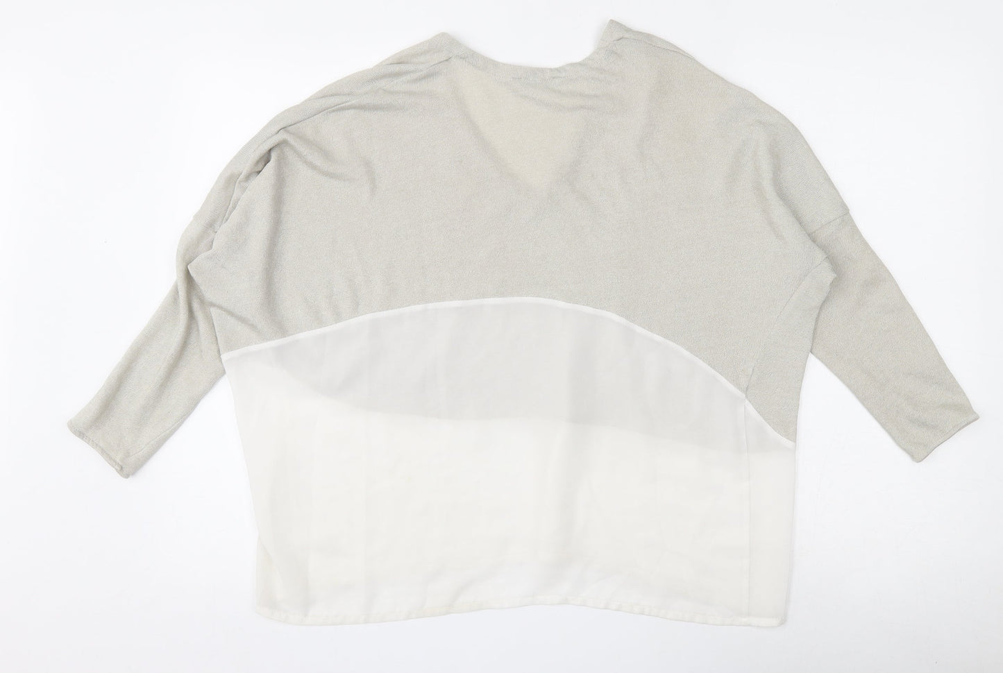 Zara Womens Beige V-Neck  Polyester Pullover Jumper Size L