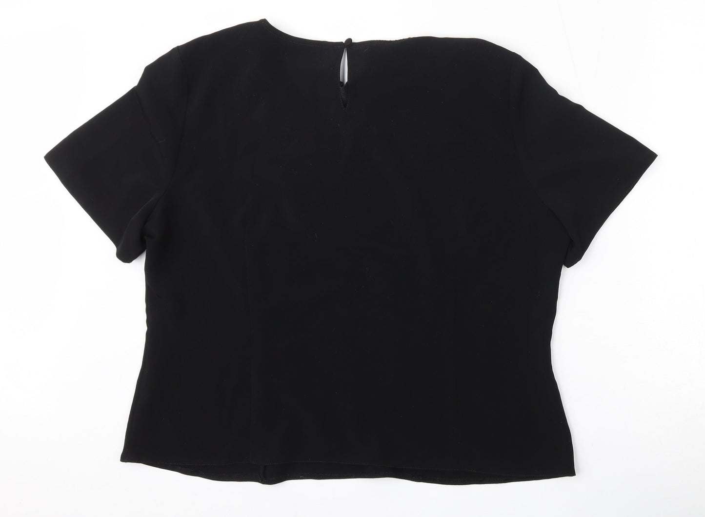 First Avenue Womens Black  Polyester Basic Blouse Size 20 Round Neck