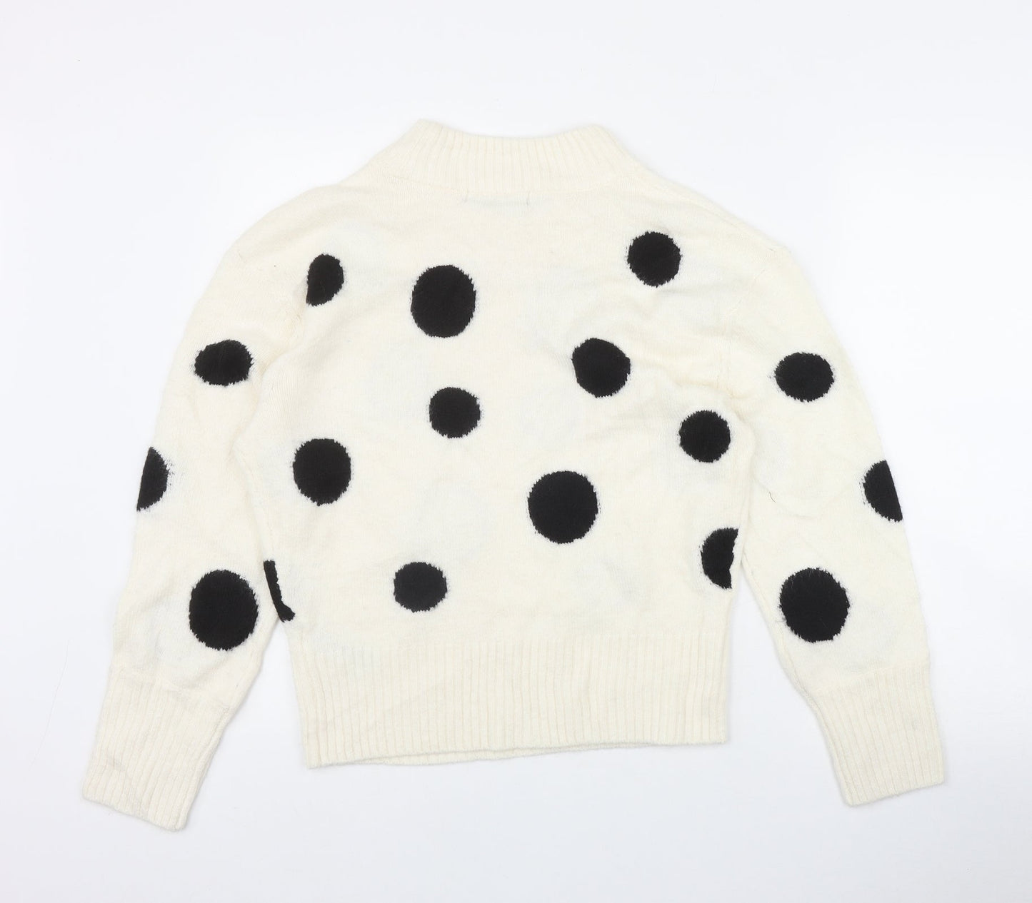 Marks and Spencer Womens Ivory Round Neck Polka Dot Acrylic Pullover Jumper Size S