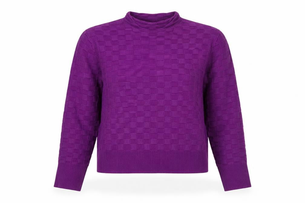 Warehouse Womens Purple Mock Neck  Viscose Pullover Jumper Size M