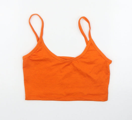 Preworn Womens Orange  Cotton Camisole Tank Size S Scoop Neck