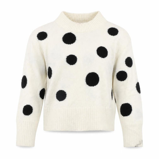 Marks & Spencer Womens Ivory Round Neck Polka Dot Acrylic Pullover Jumper Size XS