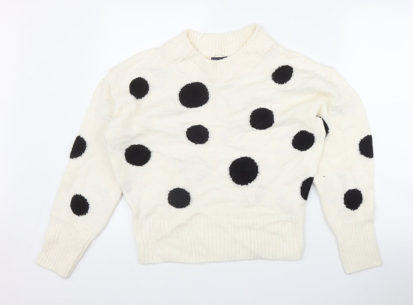 Marks and Spencer Womens Ivory Round Neck Polka Dot Acrylic Pullover Jumper Size S