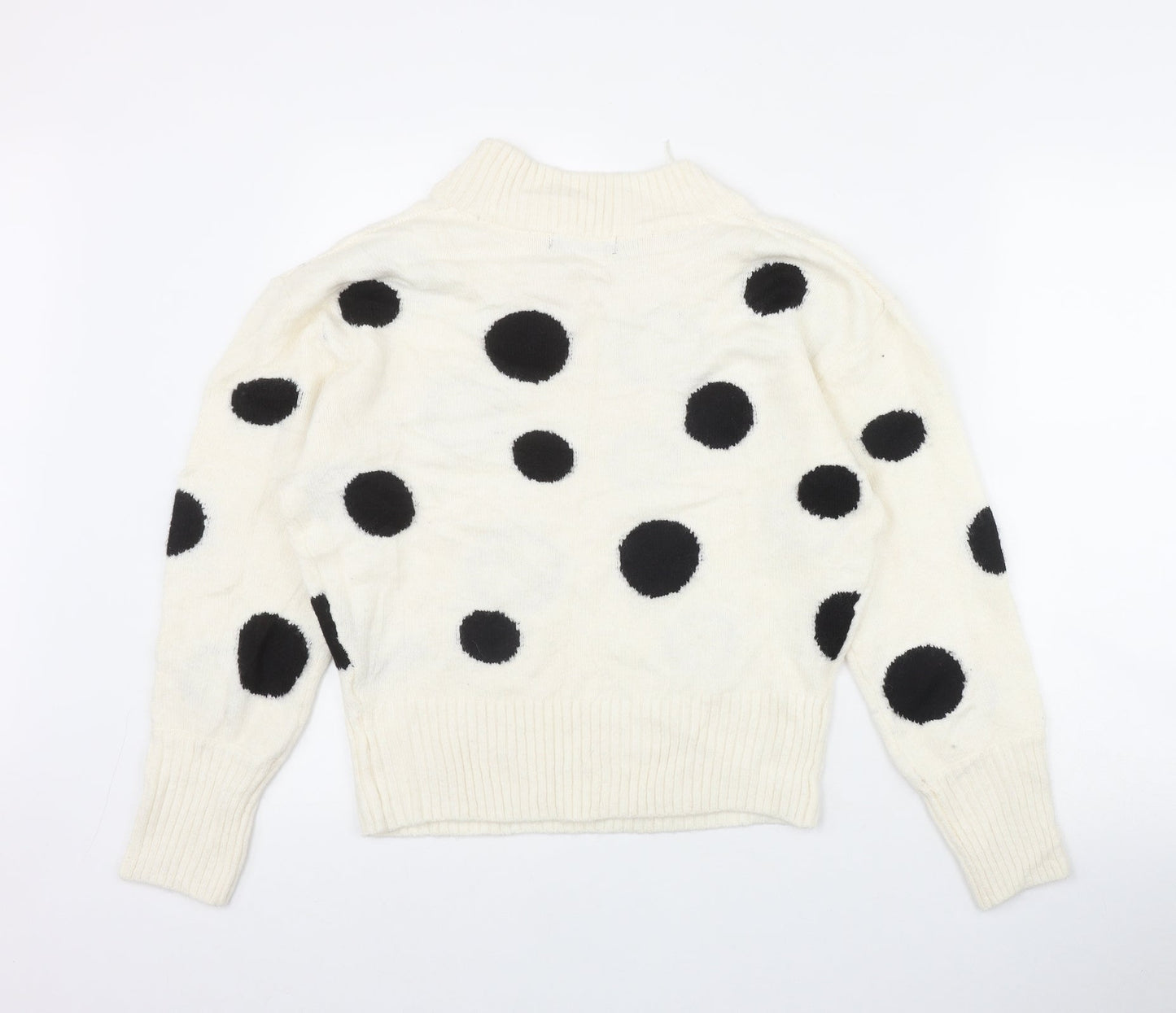 Marks and Spencer Womens Ivory Round Neck Polka Dot Acrylic Pullover Jumper Size S