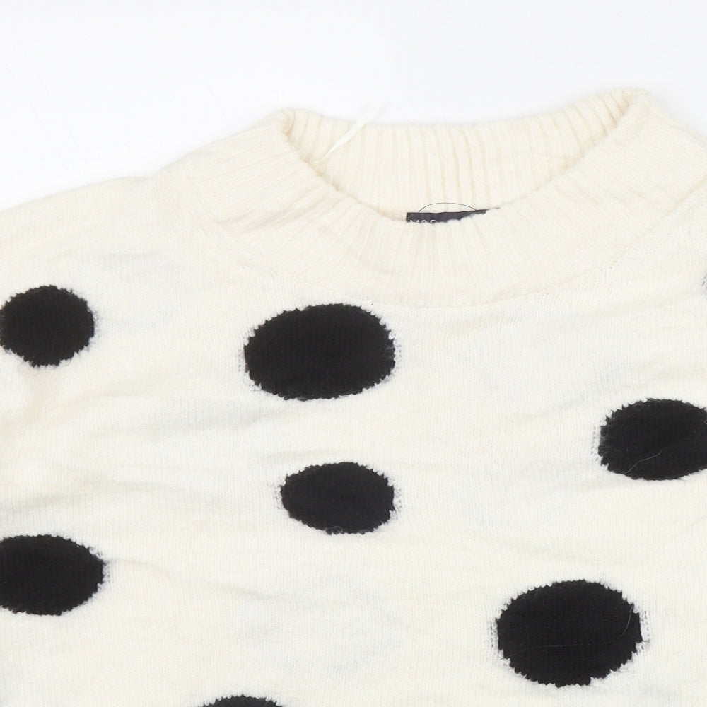 Marks and Spencer Womens Ivory Round Neck Polka Dot Acrylic Pullover Jumper Size S