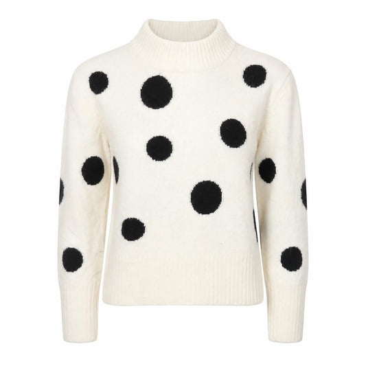 Marks & Spencer Womens Ivory Round Neck Polka Dot Acrylic Pullover Jumper Size XS