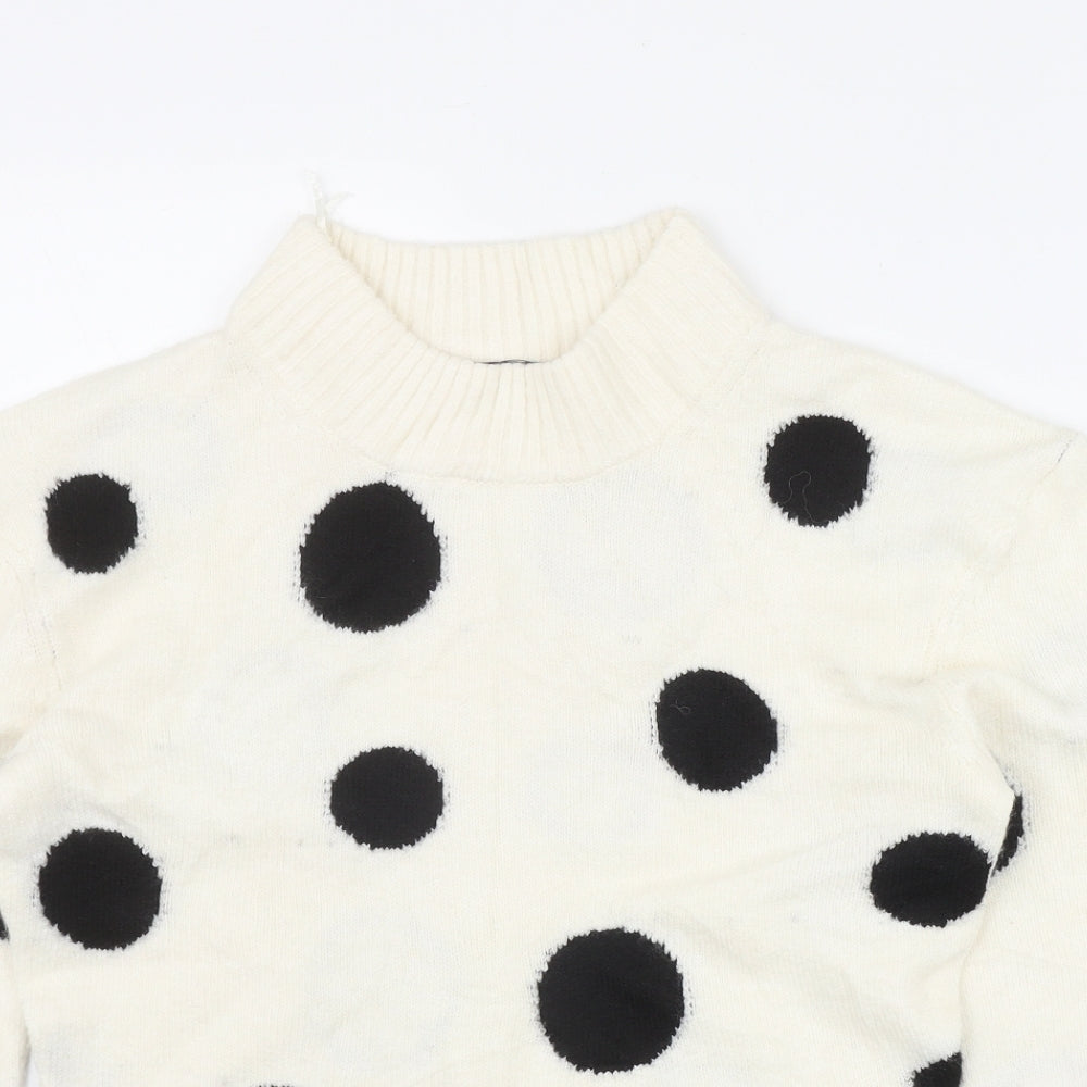 Marks and Spencer Womens Ivory Round Neck Polka Dot Acrylic Pullover Jumper Size XS