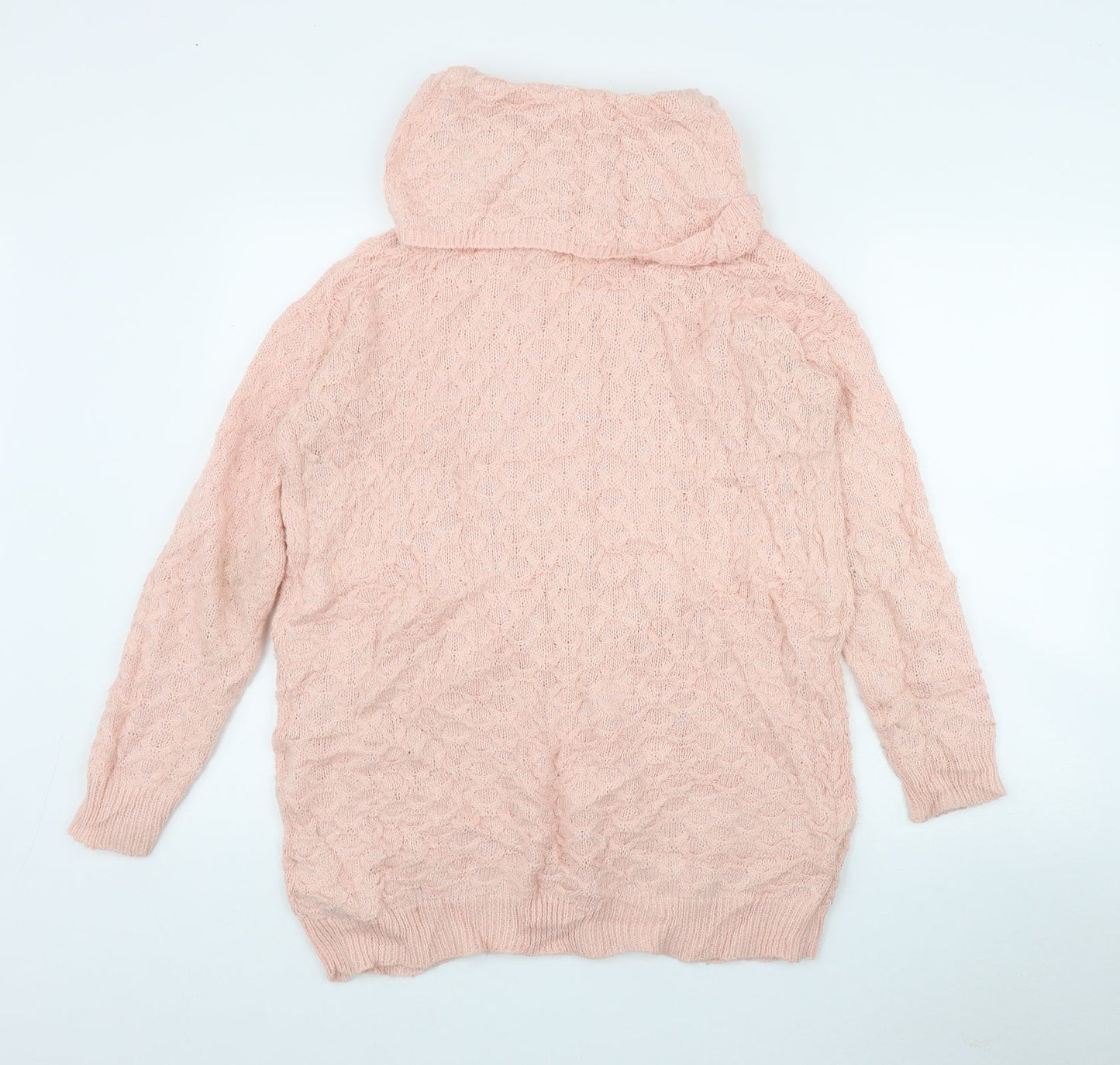 H&M Womens Pink Roll Neck  Acrylic Pullover Jumper Size XS
