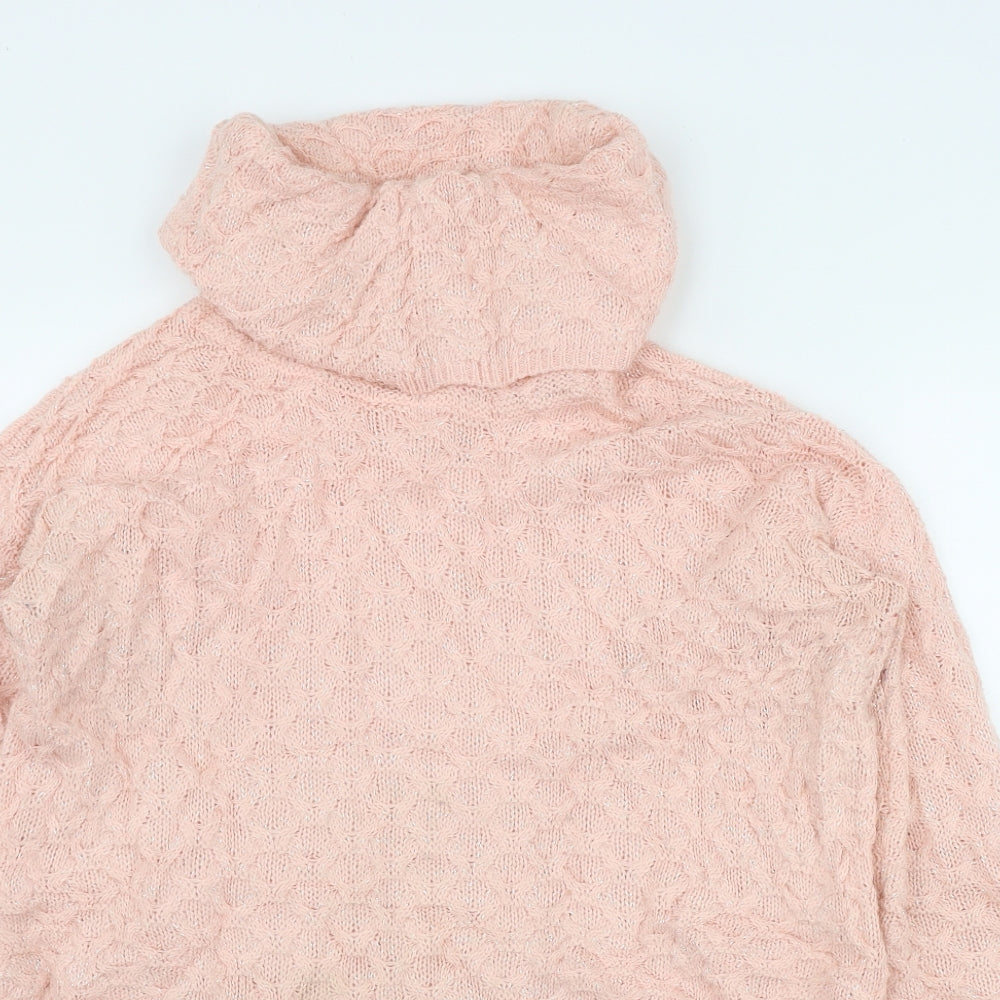 H&M Womens Pink Roll Neck  Acrylic Pullover Jumper Size XS