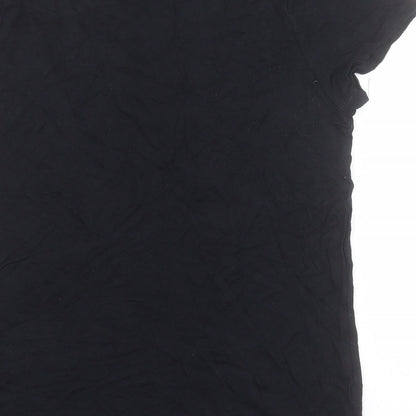 Oasis Womens Black  Viscose Basic T-Shirt Size M Round Neck
