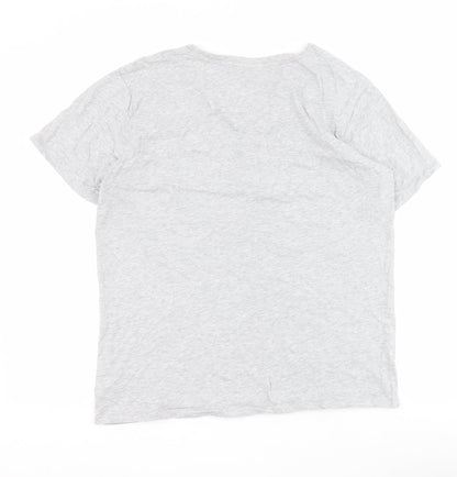 Marks & Spencer Womens Grey  100% Cotton Basic T-Shirt Size M Round Neck - Slogan