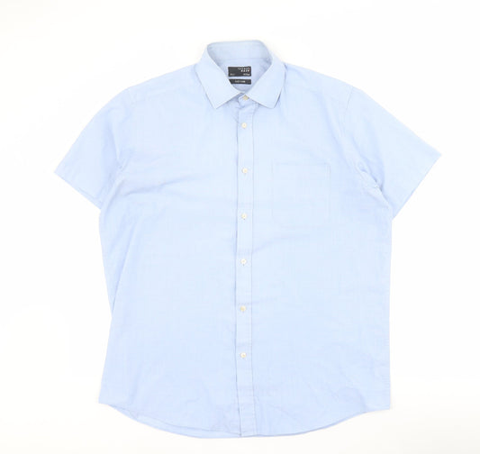 Debenhams Mens Blue  Polyester  Button-Up Size S Collared Button