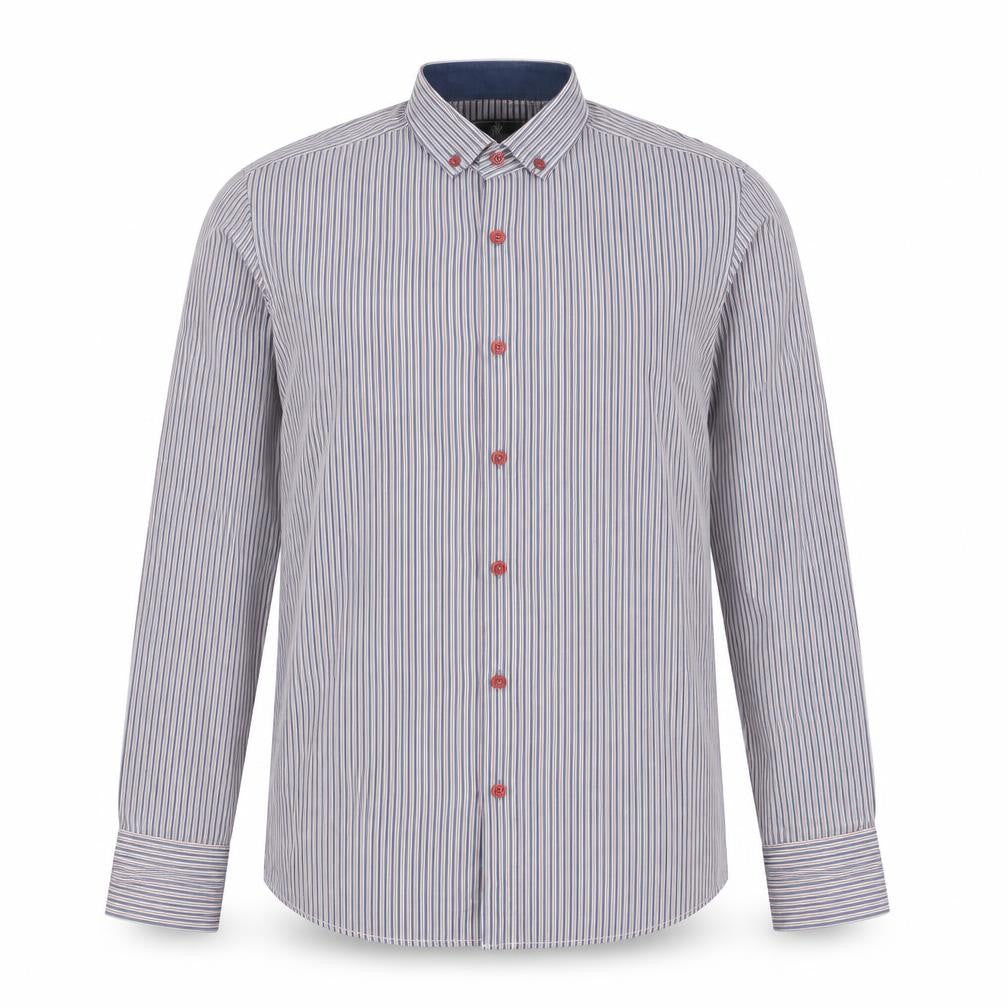 Daniel Rosso Mens Blue Striped Cotton  Button-Up Size M Collared Button