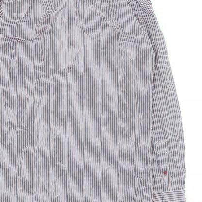 Daniel Rosso Mens Blue Striped Cotton  Button-Up Size M Collared Button