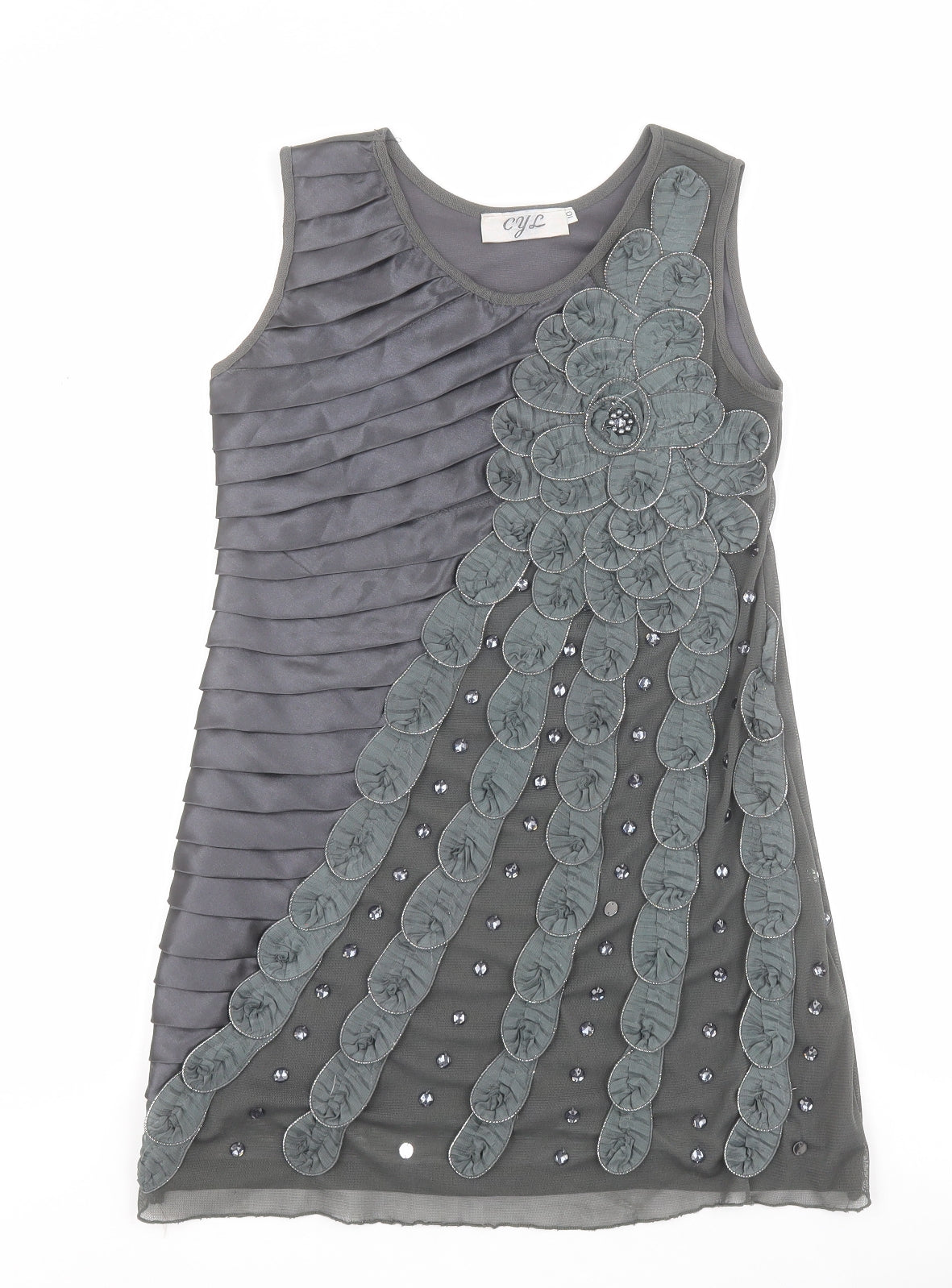 CYL Womens Grey  Polyester Basic Tank Size 10 Round Neck