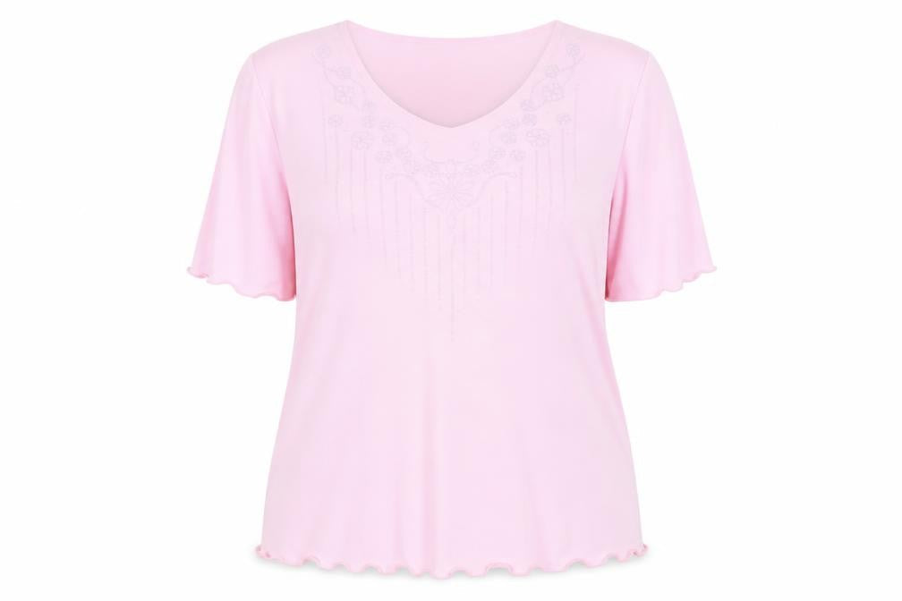 Must Womens Pink  Polyester Basic Blouse Size XL Round Neck