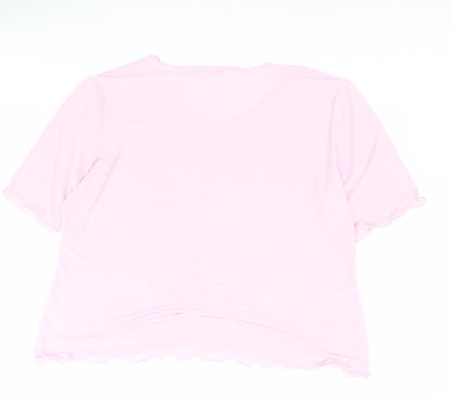 Must Womens Pink  Polyester Basic Blouse Size XL Round Neck