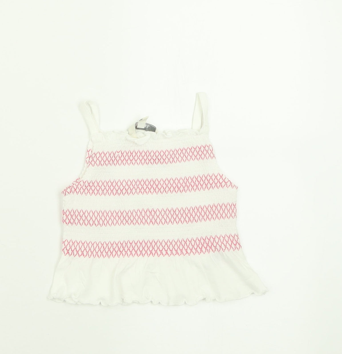Evie Angel Girls Pink Striped Cotton Basic Tank Size 12-18 Months Square Neck Pullover