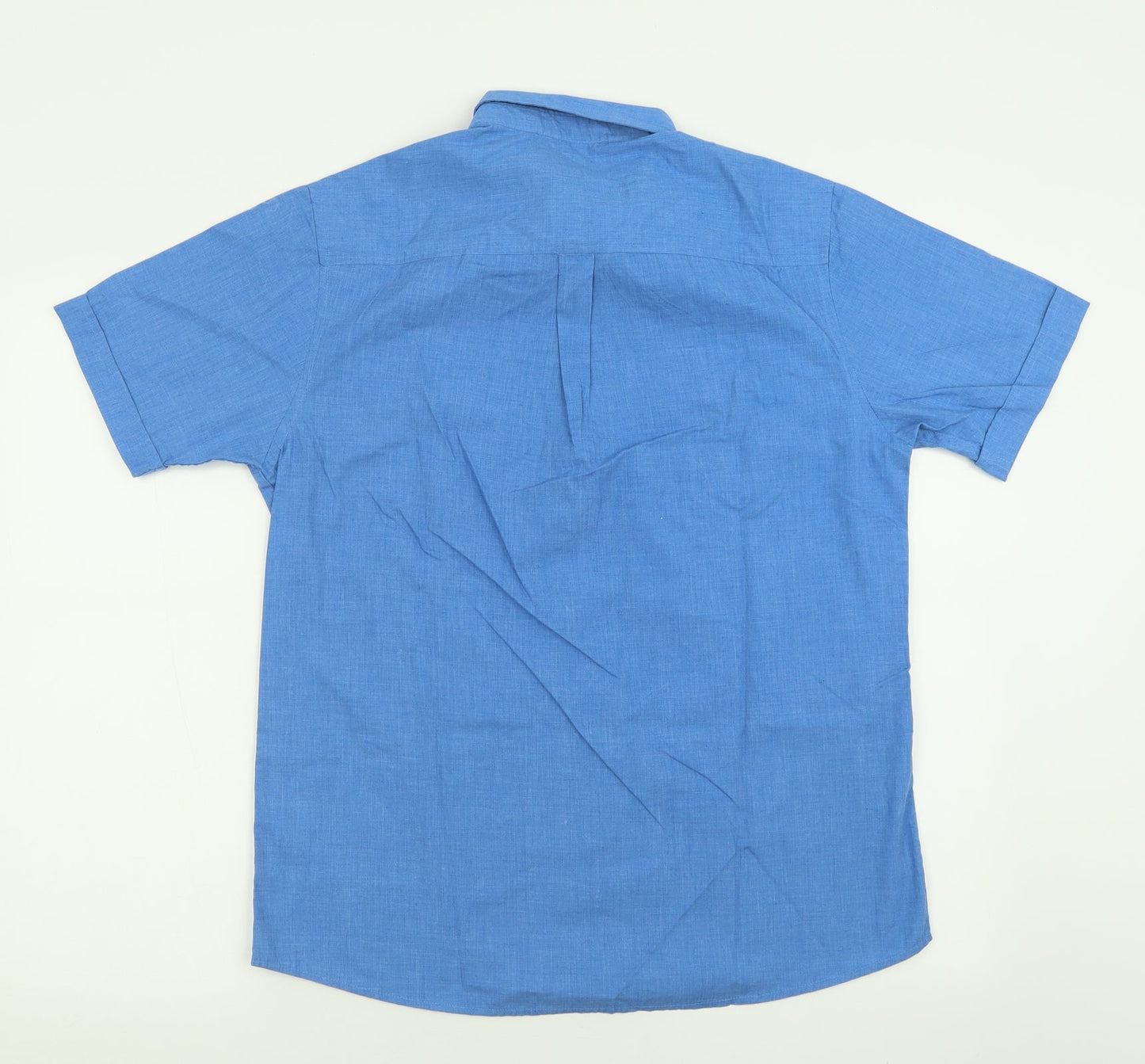 Premier MAN Mens Blue  Polyester  Button-Up Size M Collared Button