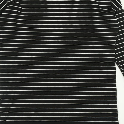 F&F Womens Black Striped Polyester A-Line  Size 8  Crew Neck Pullover
